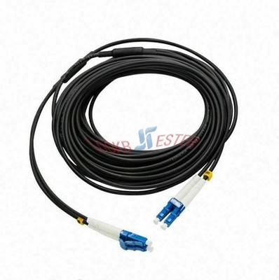 30M LC UPC to LC UPC Duplex Single Mode Black Armored PVC Fiber Patch Cord Cable