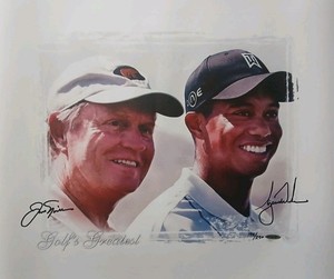 Tiger Woods & Jack Nicklaus Signed Canvas - Golfs Greatest LE #198/250 - UDA 