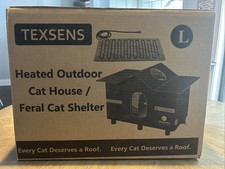 Texsens Heated Outdoor Cat House - Weatherproof Large Cat Shelter  Open Box