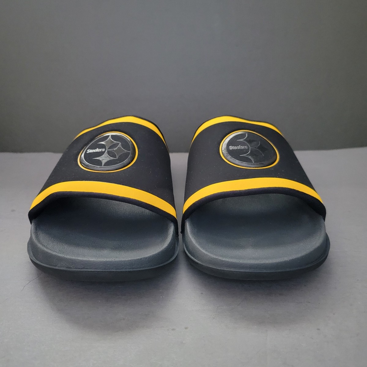 Nike Pittsburgh Steelers NFL Black Yellow Court Slide Slip 