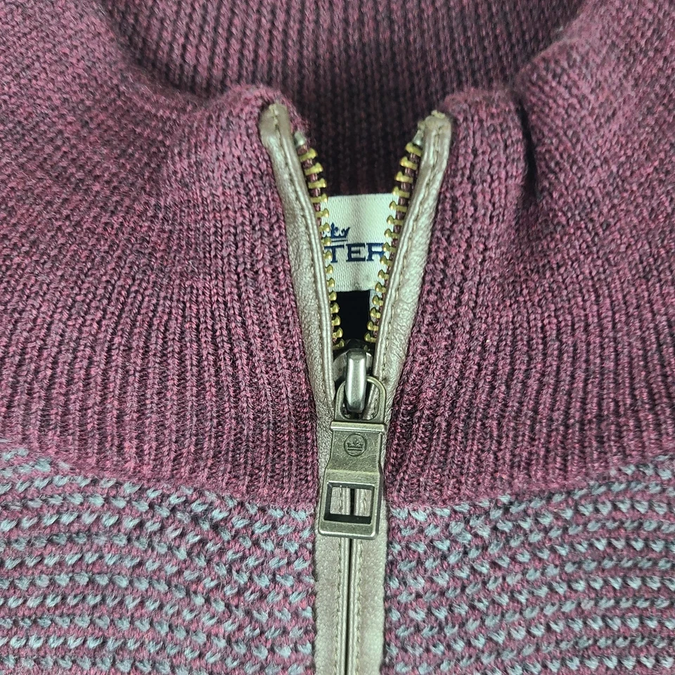 Peter Millar Sweater Mens XL Gray Purple Knit Quarter Zip Wool Sweatshirt - Image 4 of 4