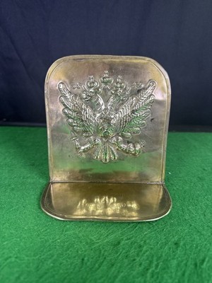 Russian Émigré Handmade Brass Bookend with Imperial Double-Headed Eagle, 1917 30