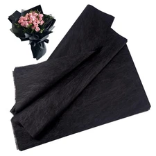 40 Sheets Black Flower Wrapping Paper Waterproof, Bouquet Lining Packing Supply