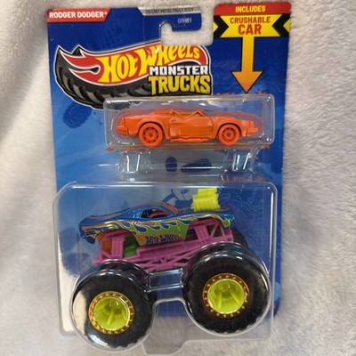 Hot Wheels 1:64 Diecast Monster Truck RODGER DODGER & Crushed Die-Cast Car NEW