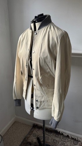 Brunello Cucinelli Men’s Cream Bomber Jacket, Medium