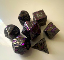 Black w/ Purple Glitter Polyhedral RPG Dice S...