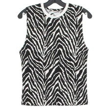NWT Zyia Active Tank Top Safari Zebra Y2K Athleisure 90s Animal Bold Black XS