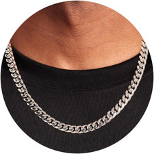24" Stainless Steel Cuban Link Chain Necklace Men/Women Diamond Cut 8mm Width