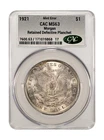 1921 $1 Morgan Silver Dollar Mint Error CAC MS63 Retained Defective Planchet USA