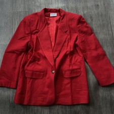 ALFRED DUNNER Vintage 100 Wool Red Blazer Size 12 Made In USA