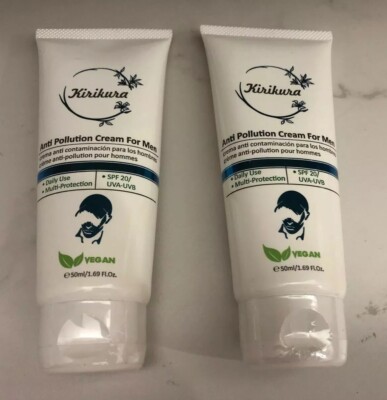 KIRIKURA Vegan Anti Pollution Cream for Men, Anti-Aging, Vitamin E 50ML x 2