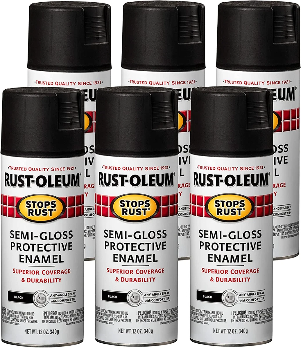 Rust-Oleum Stops Rust 12 oz. Protective Enamel Flat Black Spray Paint (6-pack)