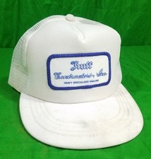 Vtg USA Made Huff Contractors Patch Hat Trucker Mesh Snapback Cap Heavy Hauling