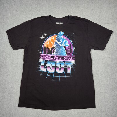 Fortnite Give Me the Loot Llama short sleeve shirt Black L Large