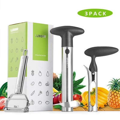 Obst- und Gemüseschäler 3 in 1 Sparschäler, Ananas-, Apfel-Schäler, Edelstahl