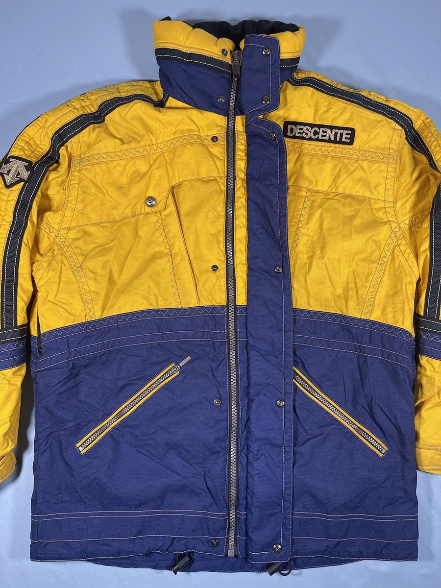 DESCENTE スキーウェア ネイビー/イエロー Descente Men's Yellow Blue Ski Snowboard Jacket - Size M Medium