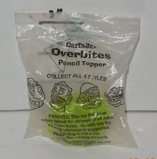 1995 Carl's Jr Overbites Pencil Topper Green HEAD Big Teeth Overbite school MIP