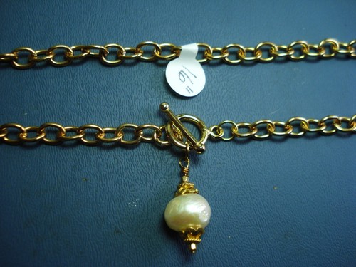 16 Zoll 12 mm Süßwasser cremige Perlen 12 mm GF Knebelverschluss GP 5x8 mm Kette Halsband - Bild 6 von 17