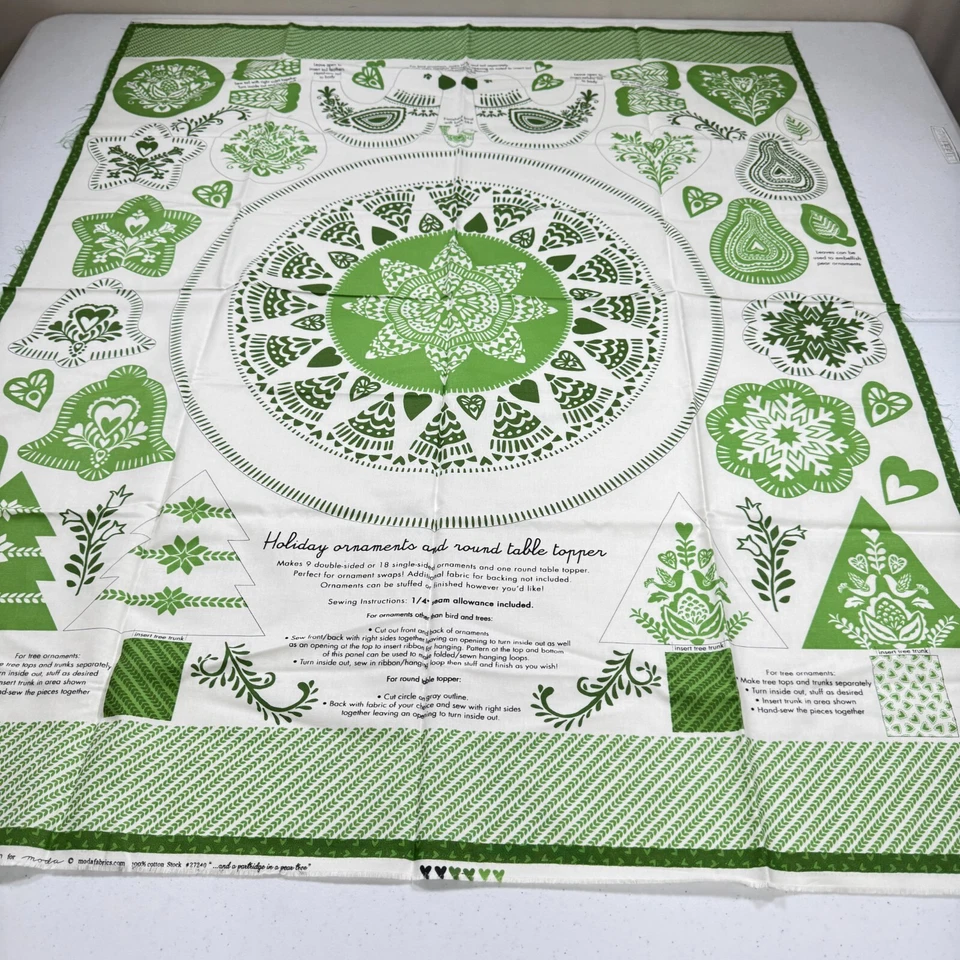 moda fabric panel green north woods cotton 27240 partridge in a pear tree - Image 3 of 4