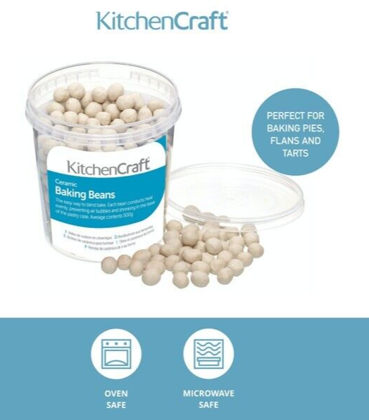 KitchenCraft Ceramic Baking Beans for Blind Baking Pastry, Washable and Reusable