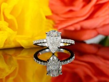 3Ct White Pear  Round CZ Hidden Halo Promise Ring In 925 Sterling Silver