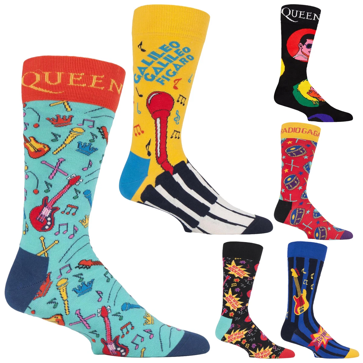 Happy Socks Mens & Ladies Official Licensed Queen Rock Band Novelty Cotton  Socks