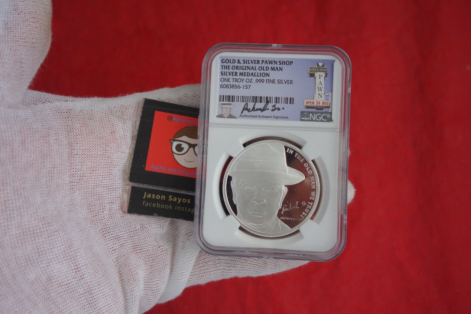 NGC PEÓN ESTRELLAS RICHARD HARRISON SR AUTÓGRAFO VIEJO HOMBRE .999 PLATA 1 OZ TROY REDONDO