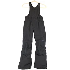 Lands End Bib Snow Pants Black Kids 8 Adjustable Straps Sledding Ski Outdoors