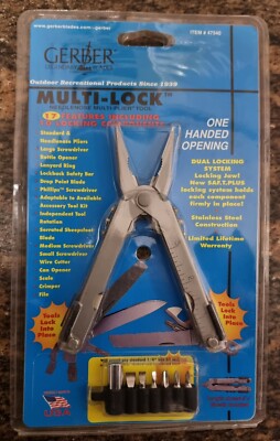 Gerber Mehrzweckzange (Multi-Lock) Vintage 90er Jahre - 17 Funktionen + Adapter