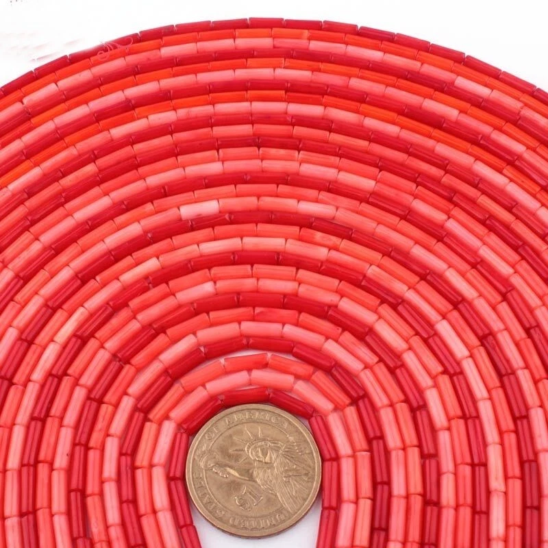 Pendientes colgantes espaciadores de cuentas sueltas de coral con cuentas de piedra natural de 3x9 mm para hacer joyas Foto 4 de 4