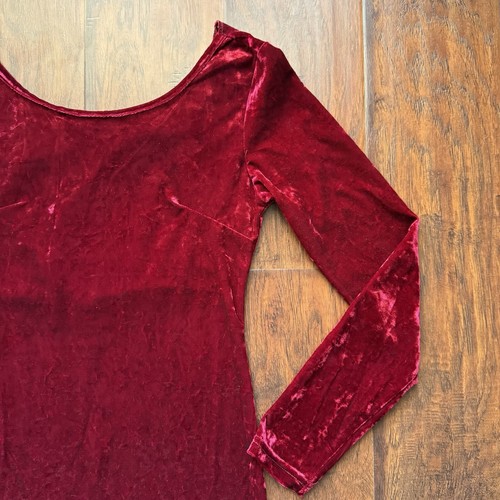 Sexy Red Velvet Dress Vampire Romantic Witchy Goth Long Sleeve Draped Back Sz S - Picture 5 of 21