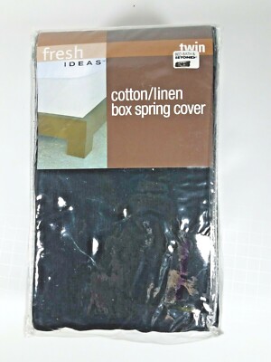 Fresh Ideas Cotton Linen Box Spring Cover Ebony Twin Black