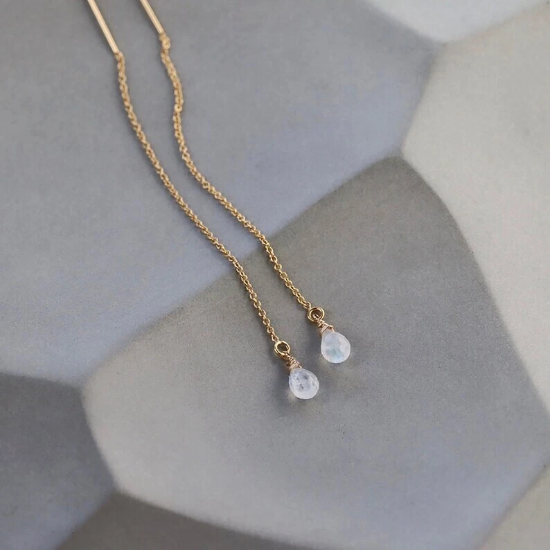 Natürliche Flash Mondstein Tropfenform Edelstein Perlen Handarbeit Einfädler ... - Bild 2 von 4