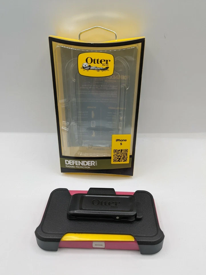 OTTER BOX DEFENDER SERIES PARA IPHONE 5 ROSA BLANCO FUNDA CLIP CINTURÓN NUEVO  Foto 3 de 4