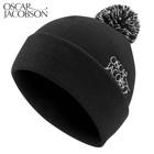 OSCAR JACOBSON 2025 KNITTED II GOLF BEANIE / WINTER THERMAL BOBBLE HAT / BLACK