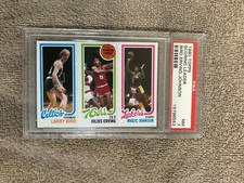 Larry Bird basketball cards, including psa nm 7 rookie card, 9 cards total