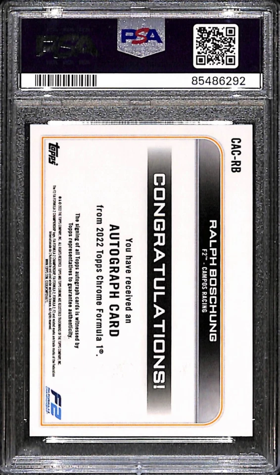 2022 Topps Chrome Formula 1 Auto F2 Racers Ralph Boschung #CAC-RB PSA 10 - Image 2 of 2