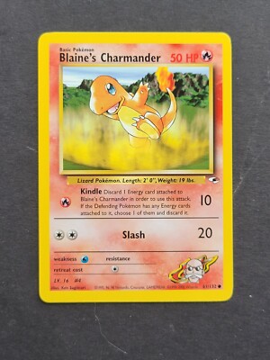 blaine's charmander pokemon card value 61/132 - GYM HEROES SET - NM 060/132 / Common Card Type / HP / Stage Pokémon Gym Challenge Blaine's Charmander