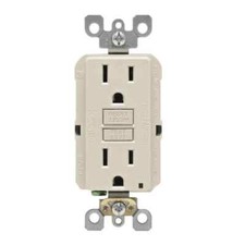 Leviton 15 Amp Self-Test SmartlockPro Slim Duplex GFCI Outlet, Light Almond