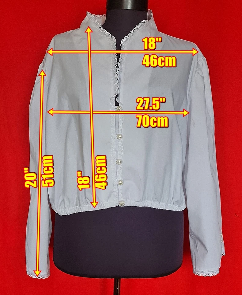 BLOUSE VINTAGE AUTHENTIC COUNTRY TRACHTEN OKTOBERFEST DIRNDL WOMEN TOP:US28/EU56 - Image 2 of 4