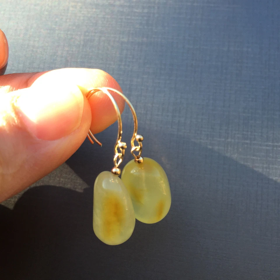 Brincos vintage 100% natural mel âmbar folheados a ouro 14K obras originais - Imagem 2 de 4