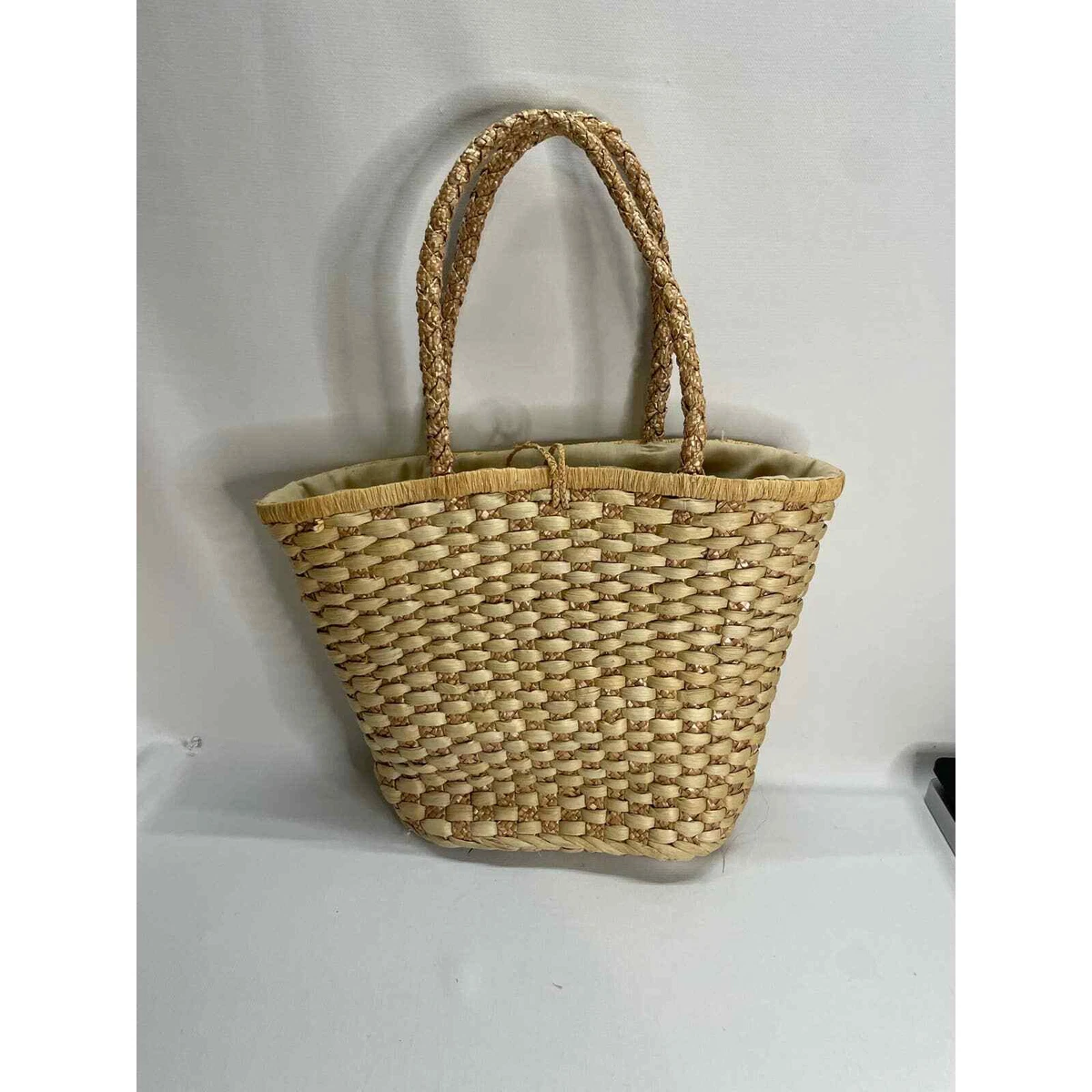 Panama Jack Woven Straw Beach Bag Tote Purse Palm Tree Beachy eBay