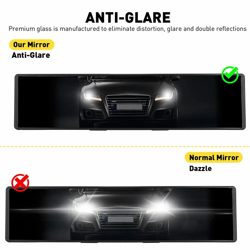 Espejo retrovisor transparente ancho convexo clip interior gran angular universal 270 mm Foto 4 de 4