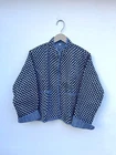 Indian Blue Floral Quilted Cotton Bohemian Handmade Jacket Women's Clothing US