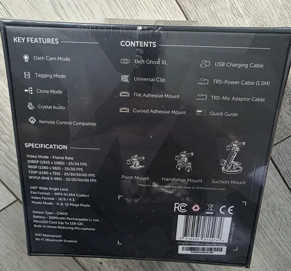 Drift Ghost XL Action Camera Black Motorcycle Dash Camera for Helmet - Image 3 of 3