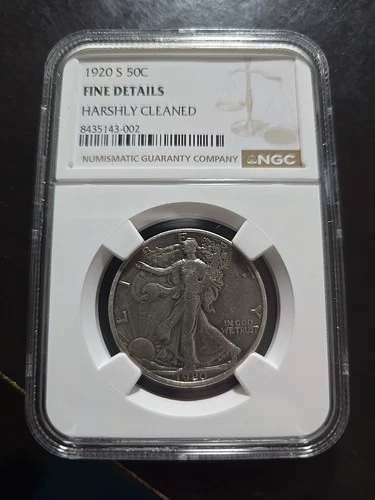 1920 S Walking Liberty Silver Half Dollar NGC FINE DETAILS HARSH CLEAN PRICED