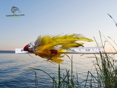   3er Set: NEU Swimming Baitfish Streamer (Yellow & Red) | Haken #3 | Mit Kraut