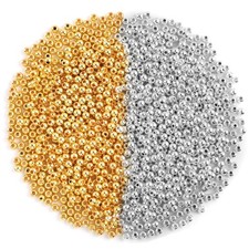 1200 pcs 4mm Round Spacer Beads Smooth Silver  Gold for DIY Jewelry