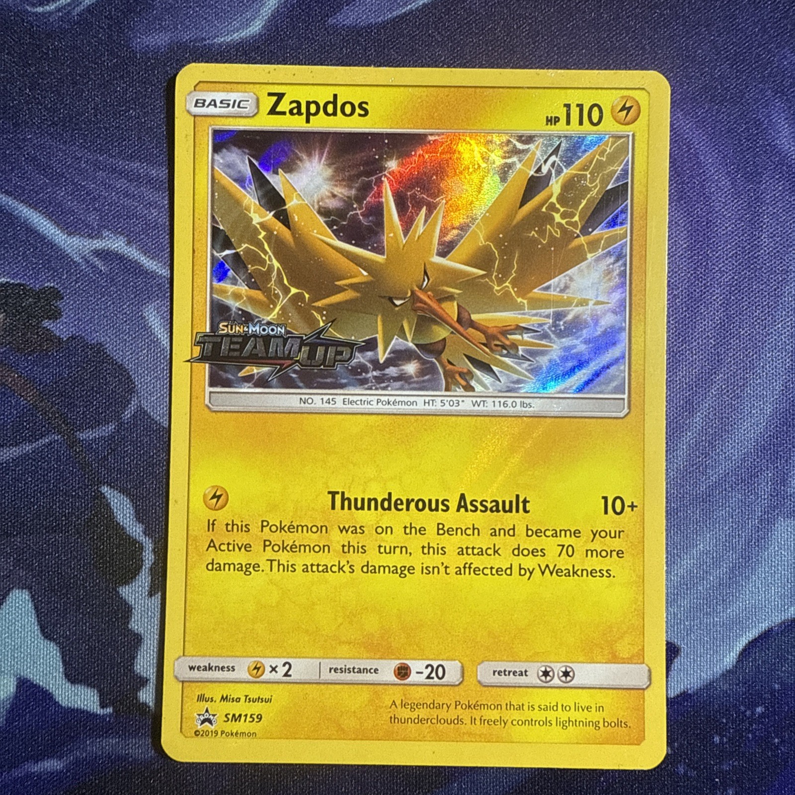 Zapdos SM159 Team Up Holo Rare Prerelease Promo Pokemon Card