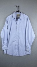 Roundtree Yorke Gold Label Shirt Mens 16.5 34 Blue Fitted Non Iron Cotton